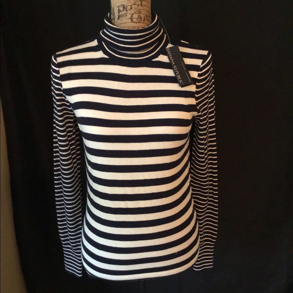 Black and white striped turtleneck